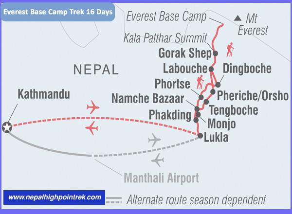 Everest Base Camp trekking, Nepal High Point Treks, Himalayan adventure, Mt. Everest trek-Map